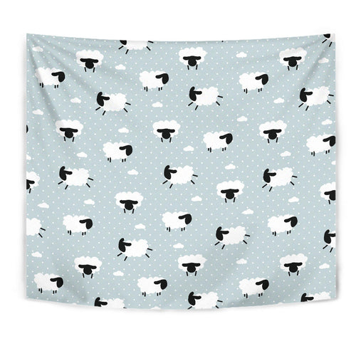 Sheep Polka Dot Cloud Pattern Wall Tapestry