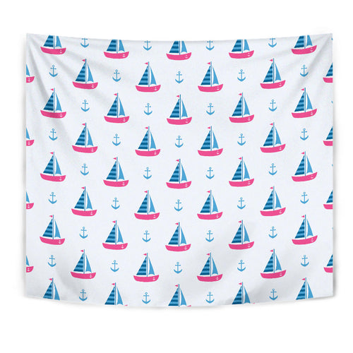 Sailboat Anchor Pattern Wall Tapestry