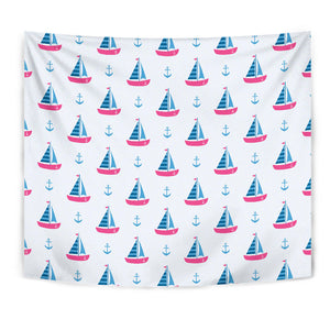 Sailboat Anchor Pattern Wall Tapestry
