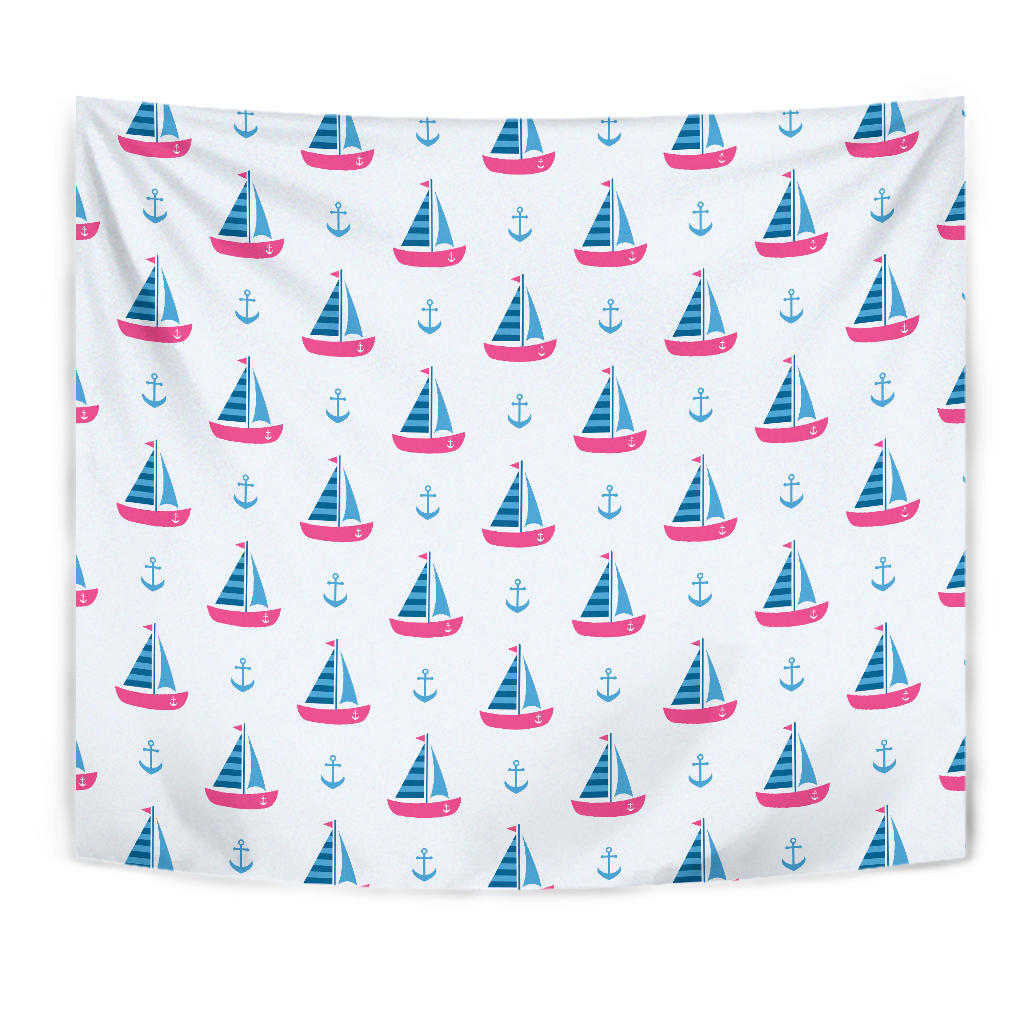 Sailboat Anchor Pattern Wall Tapestry