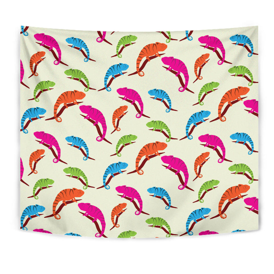 Colorful Chameleon Lizard Pattern Wall Tapestry