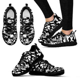 Black White Camo Camouflage Pattern Women'S Sneaker Shoes