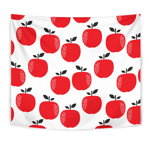Red Apples White Background Wall Tapestry