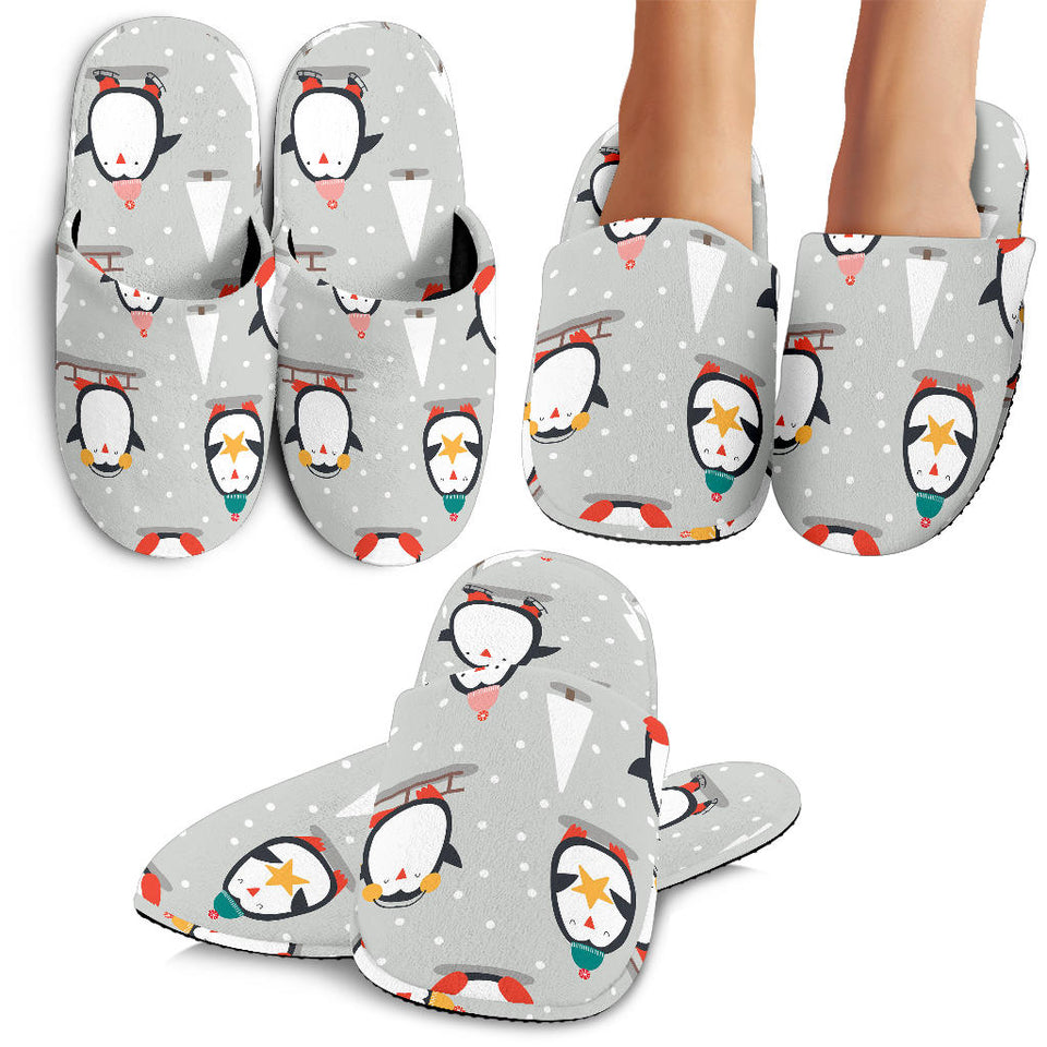 Cute Penguin Christmas Pattern Slippers