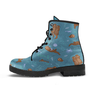 Sea Otters Pattern Leather Boots
