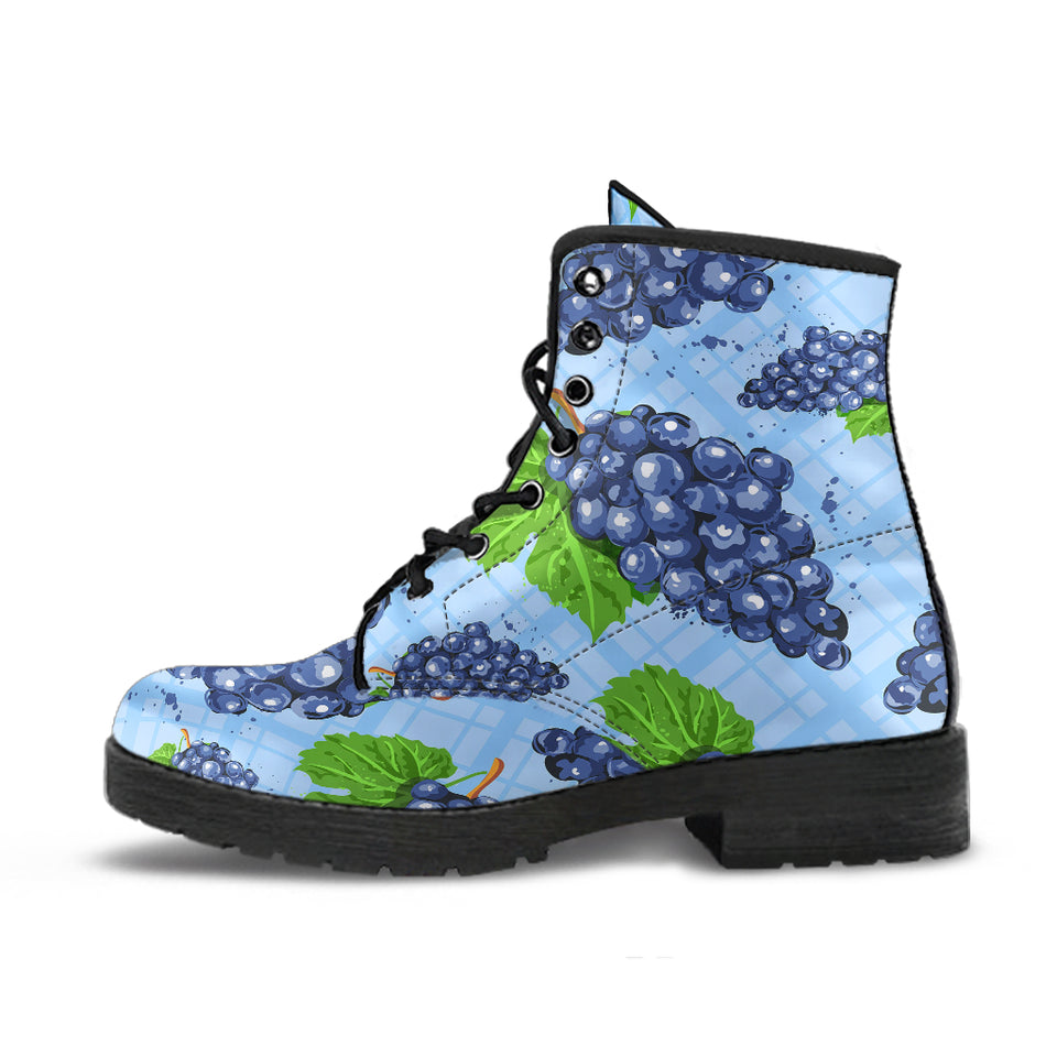 Watercolor Grape Pattern Leather Boots