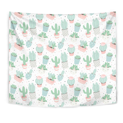 Pastel Colorcactus Pattern Copy Wall Tapestry