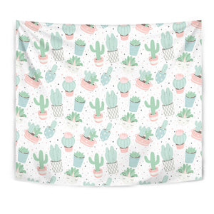 Pastel Colorcactus Pattern Copy Wall Tapestry