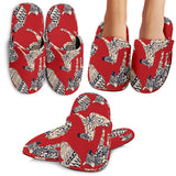 Zebra Abstract Red Background Slippers