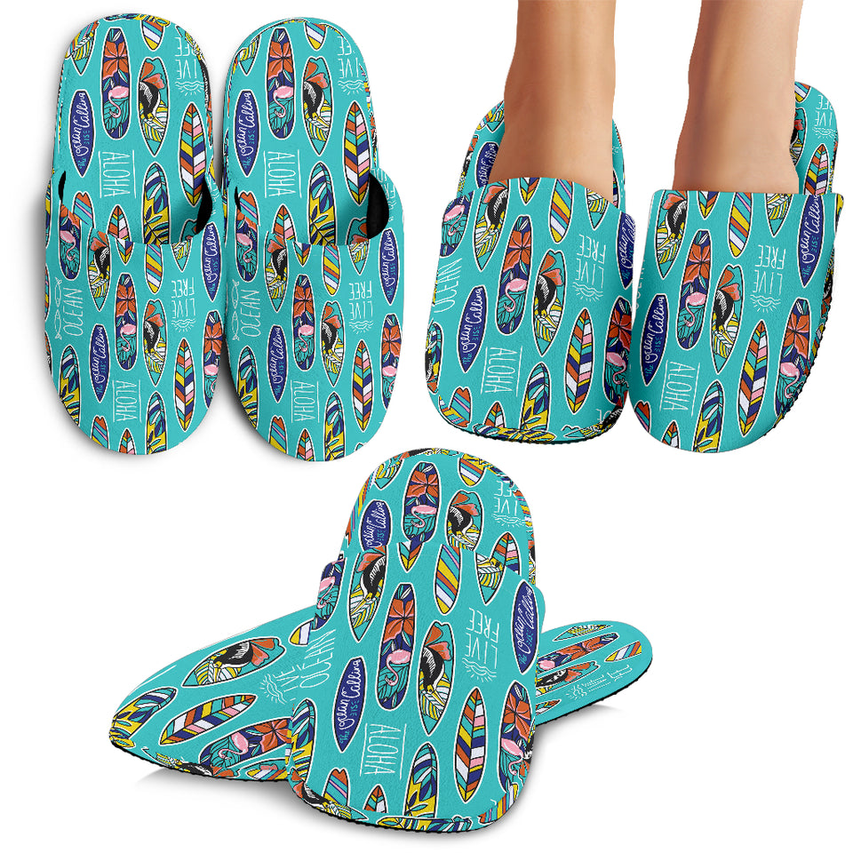 Surfboard Pattern Print Design 05 Slippers
