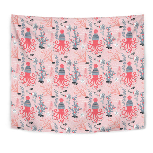 Octopus Winter Hat Garland Fish Candy Seaweed Coral Starfish Wall Tapestry