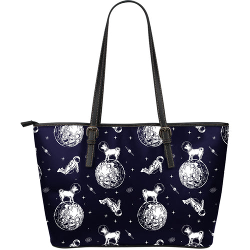 Chihuahua Space Helmet Astronaut Pattern Large Leather Tote Bag