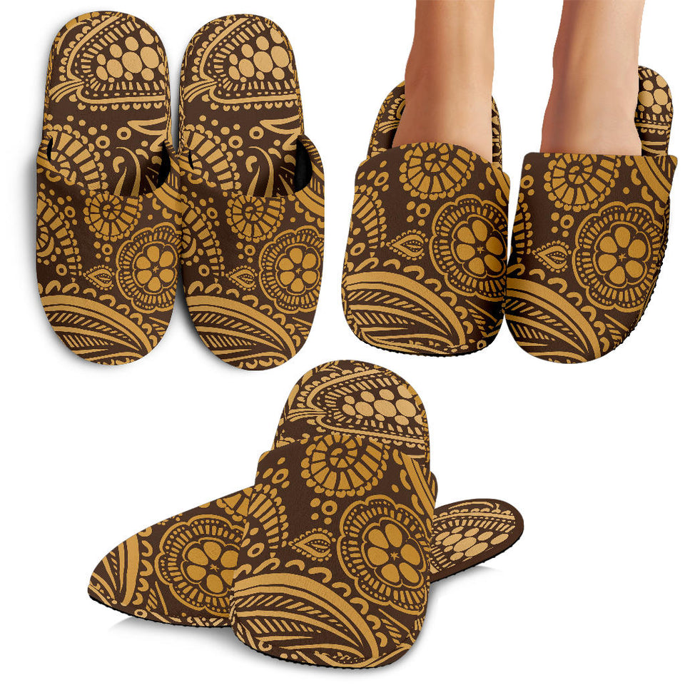 Cocoa Beans Tribal Polynesian Pattern Background Slippers