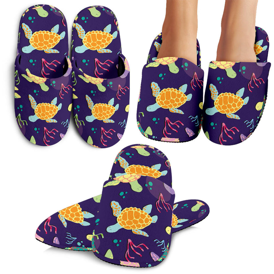 Colorful Sea Turtle Pattern Slippers
