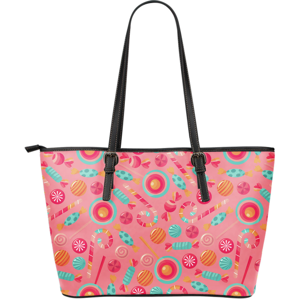 Colorful Candy Pattern Large Leather Tote Bag