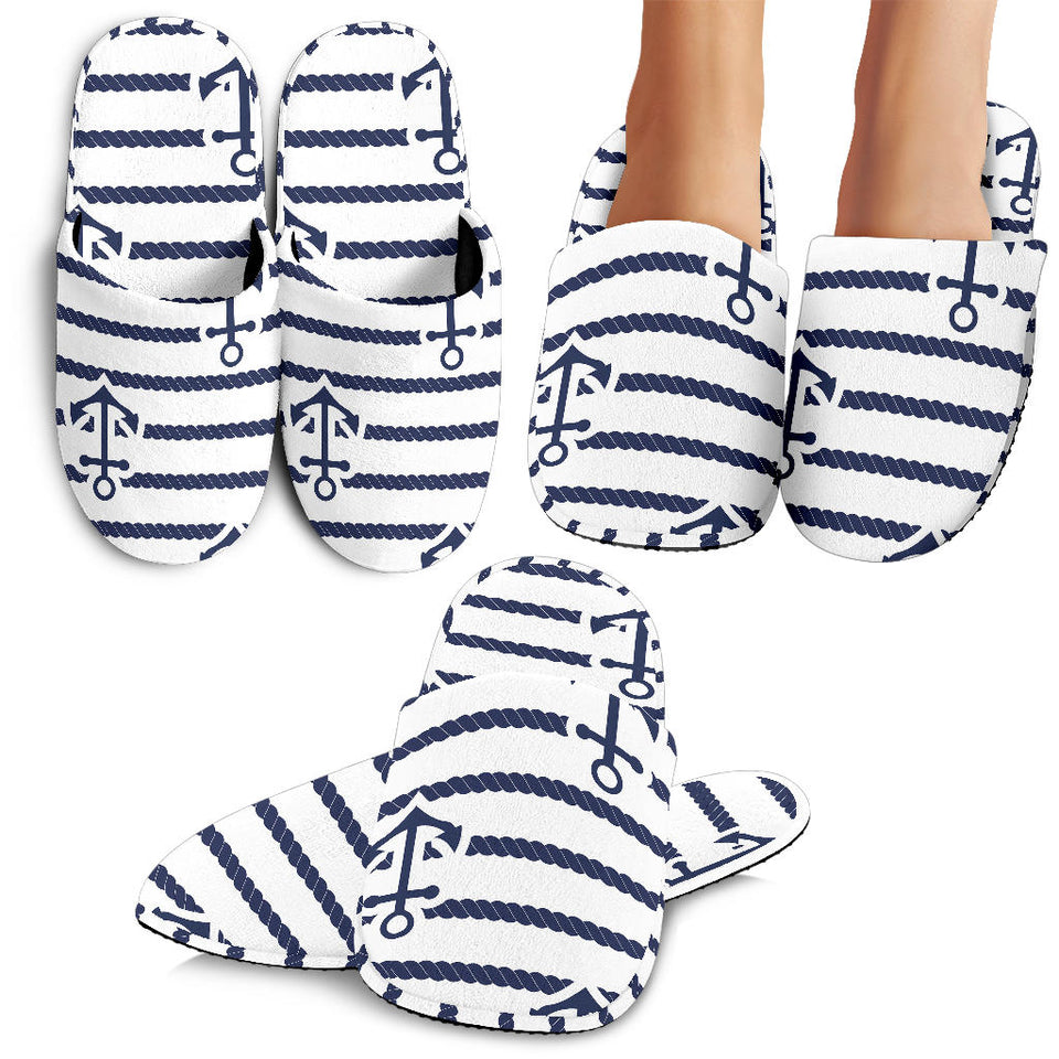 Anchor Rope Nautical  Pattern Slippers