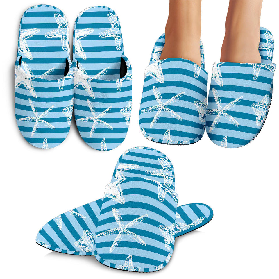Starfish Blue Blackground Slippers