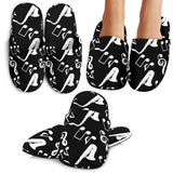 Saxophone Music Notes Treble Clef Black White Theme Slippers