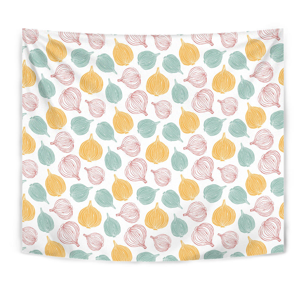 Colorful Onions White Background Wall Tapestry