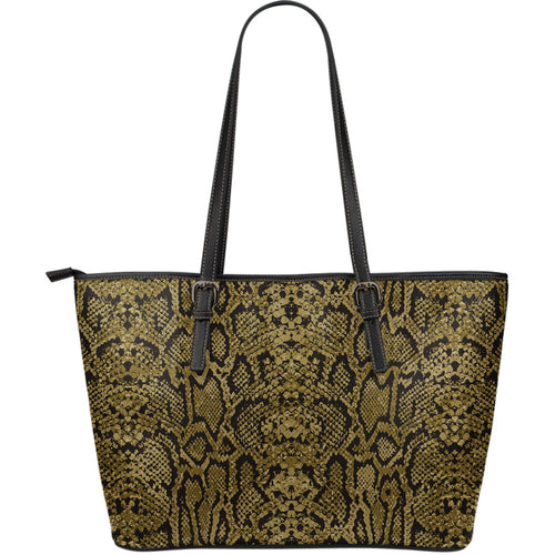 Snake Skin Pattern Large Leather Tote Bag