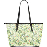 Hand Drawn Sea Turtle Fish Pattern Large Leather Tote Bag