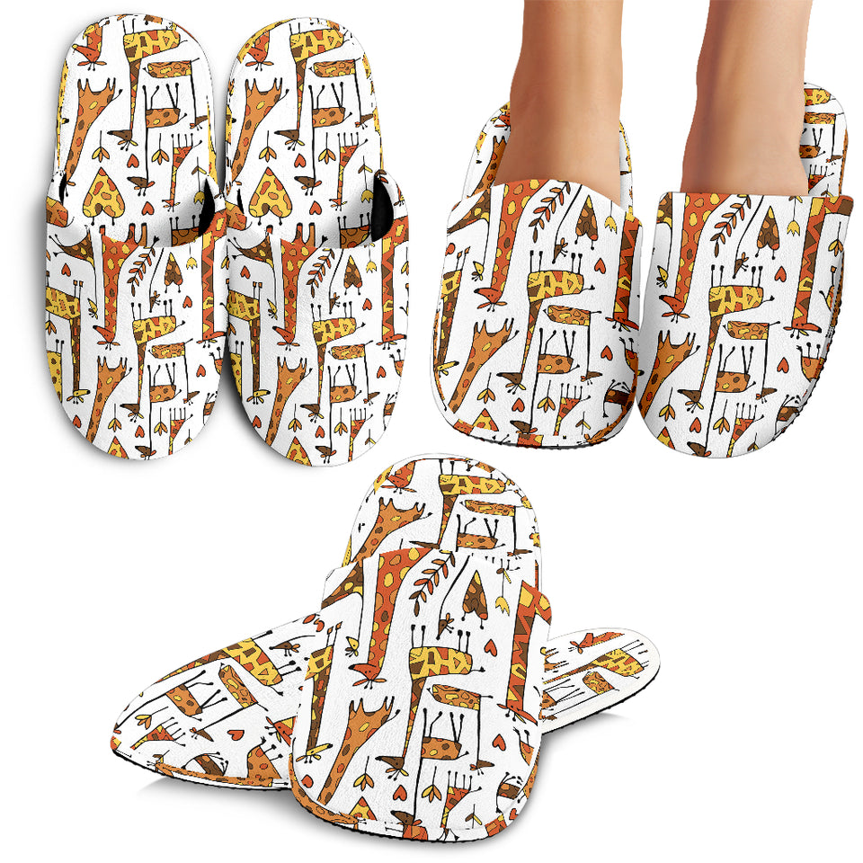 Giraffe Pattern Print Design 04 Slippers