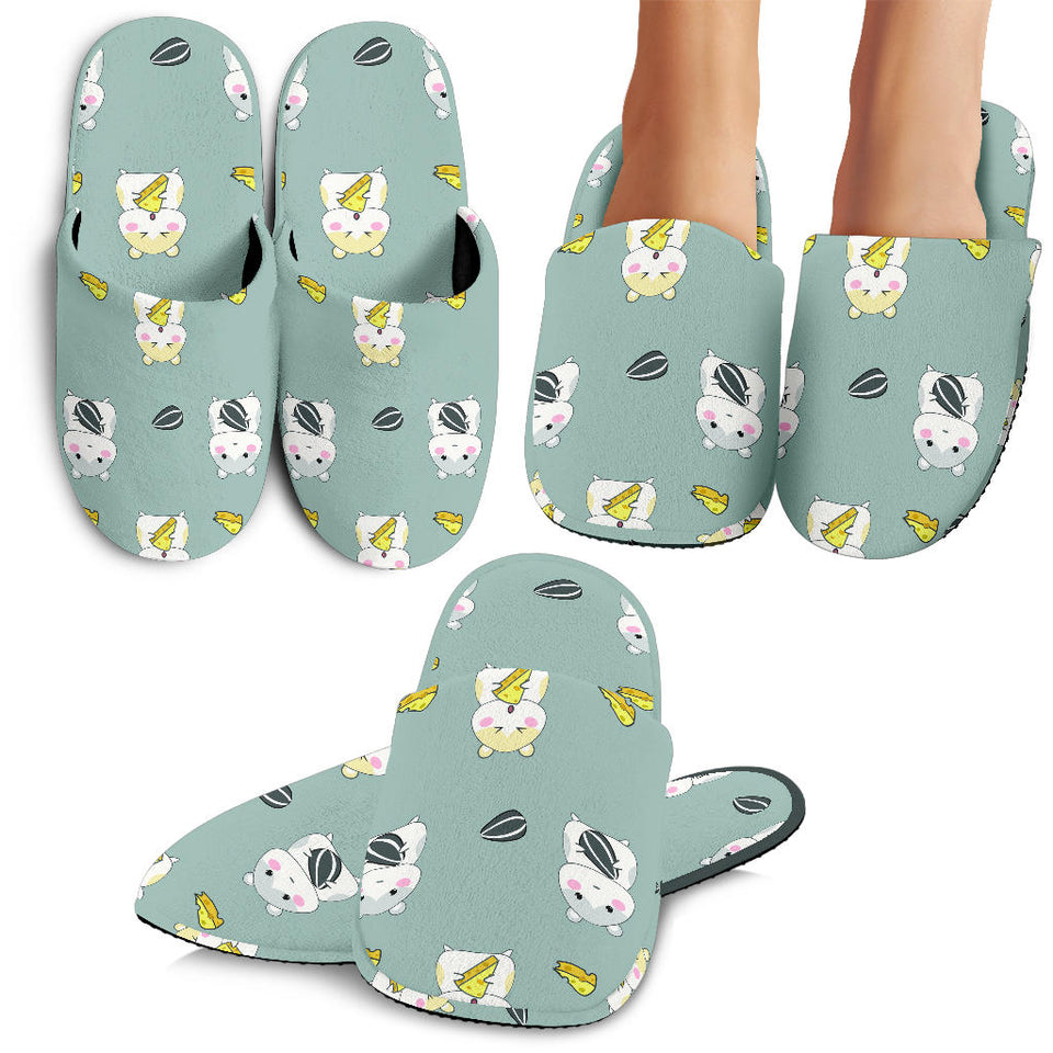 Cute Hamster Cheese Pattern Slippers