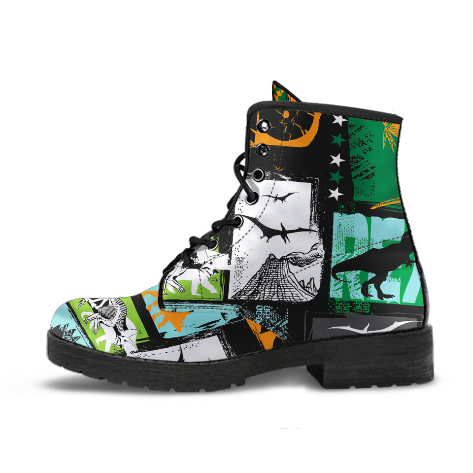Dinosaurs Print Pattern Leather Boots