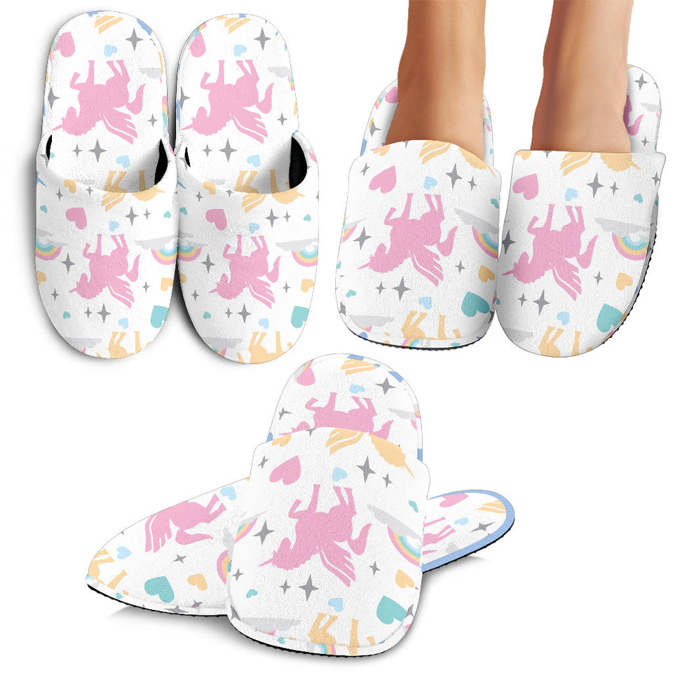Colorful Unicorn Rainbow Heart Pattern Slippers