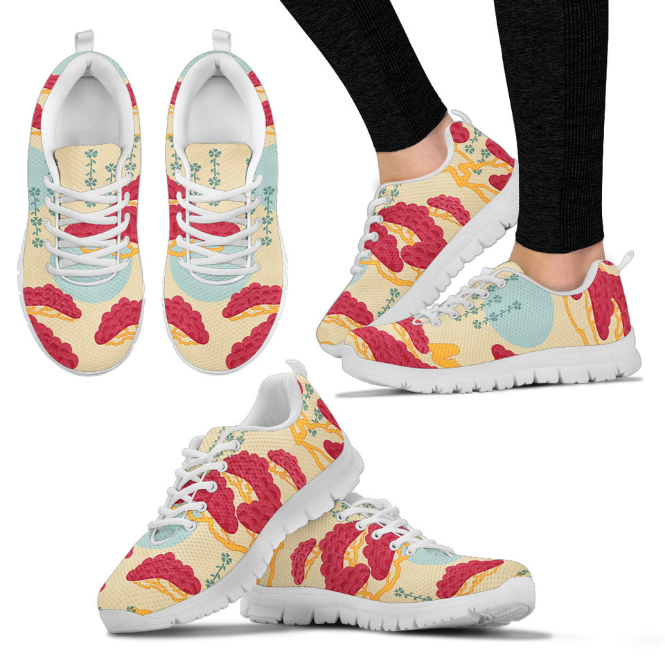 Red Bonsai Gray Sun Japanese Pattern Women'S Sneaker Shoes