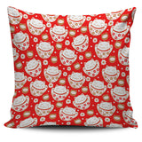 Cute Maneki Neko Lucky Cat Red Background Pillow Cover