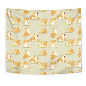 Cute Fat Shiba Inu Dog Pattern Wall Tapestry