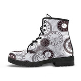 Classic Vintage Clock Pattern Leather Boots