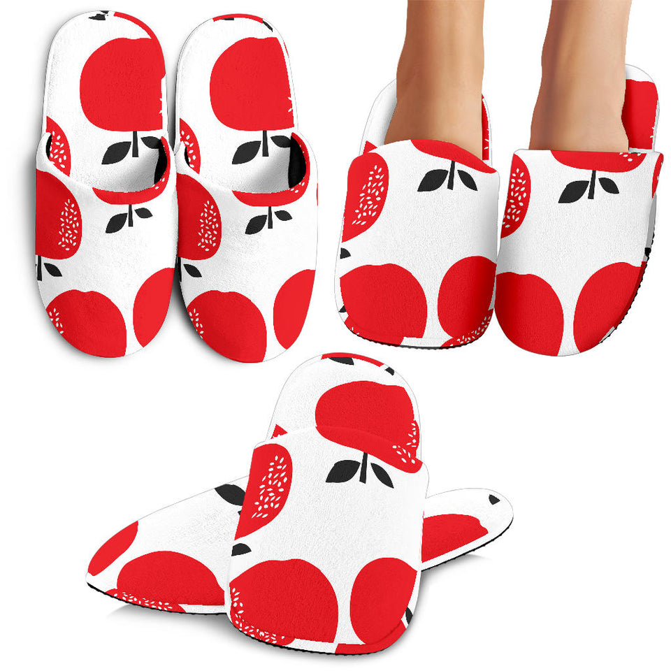 Red Apples White Background Slippers