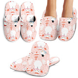Cute Snowman Christmas Tree Snowpink Background Slippers