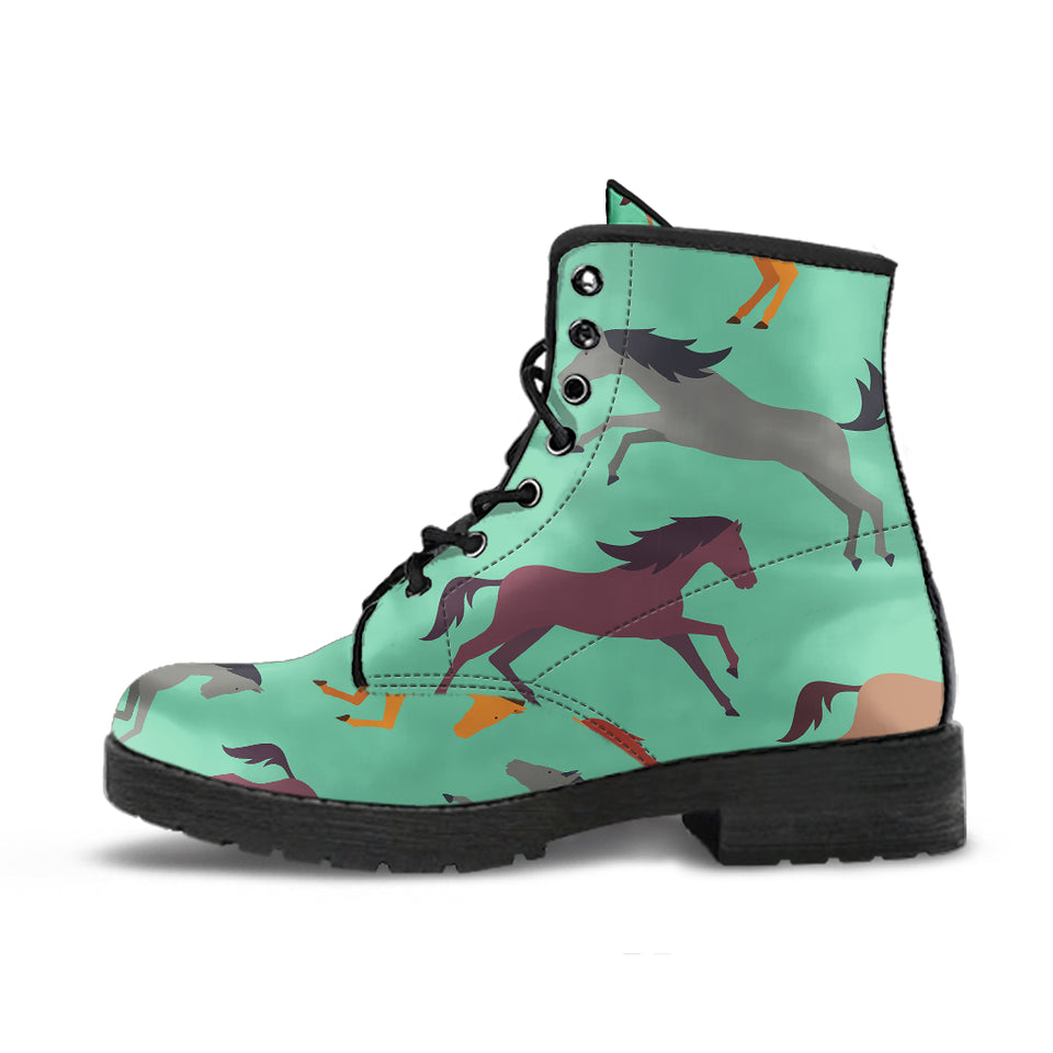 Colorful Horses Pattern Leather Boots