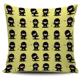Cute Ninja Yellow Background Pillow Cover
