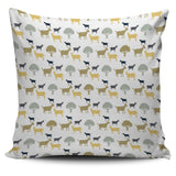 Silhouettes Of Goat And Tree Pattern Pillow Cover