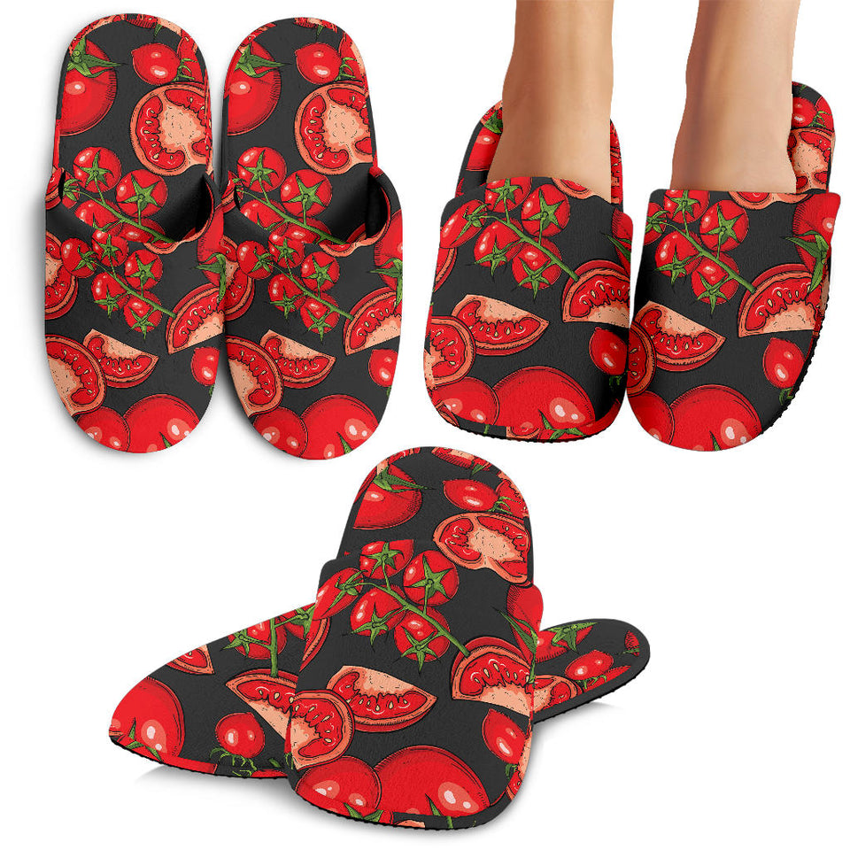 Tomato Black Background Slippers