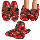Tomato Black Background Slippers