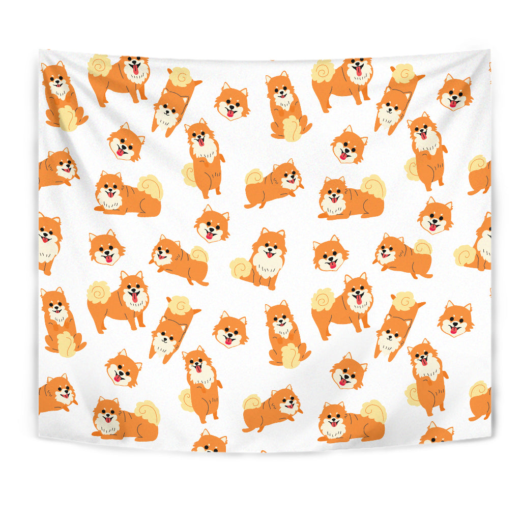 Brown Pomeranian Pattern Wall Tapestry