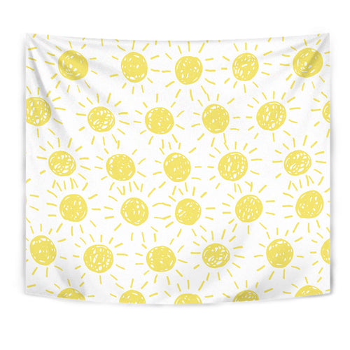 Hand Drawn Sun Pattern Wall Tapestry