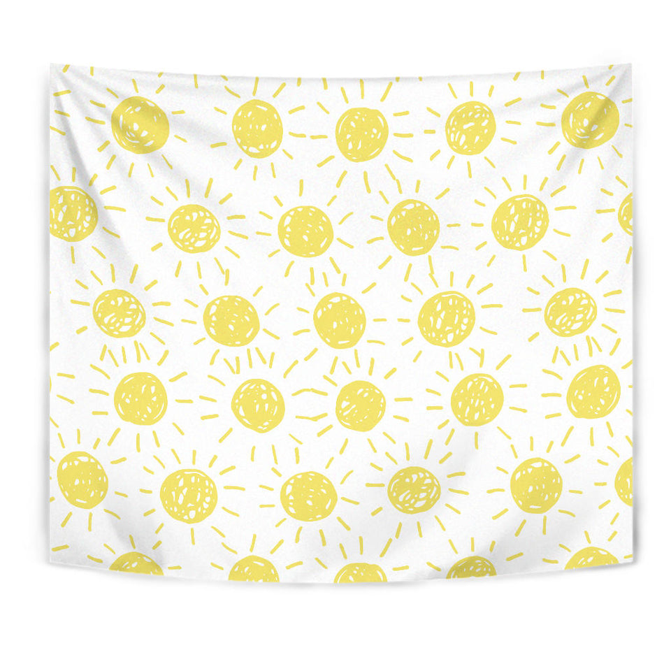 Hand Drawn Sun Pattern Wall Tapestry