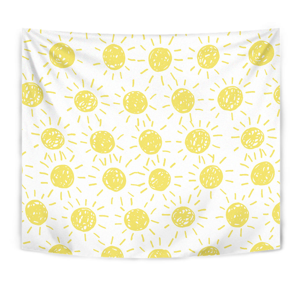 Hand Drawn Sun Pattern Wall Tapestry