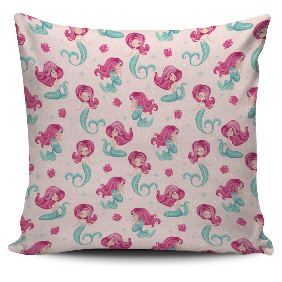 Cute Little Mermaid Pattern Pillow Cover