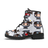 Cute Ninja Design Pattern Leather Boots