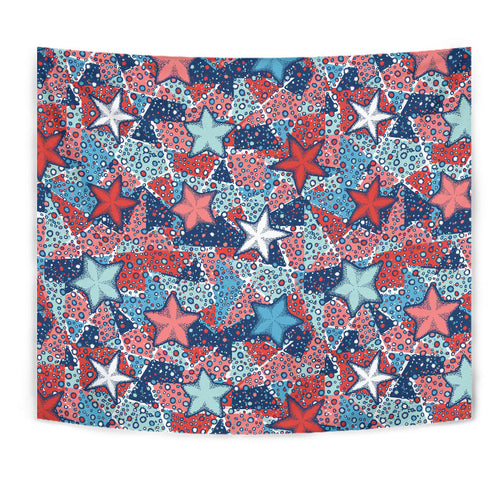 Hand Drawn Colorful Starfish Wall Tapestry