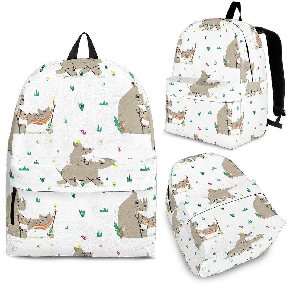 Cute Rhino Pattern Background Backpack