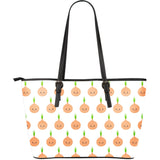 Cute Onions Smiling Faces Large Leather Tote Bag