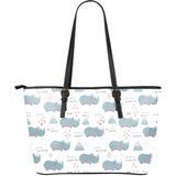 Cute Rhino Heart Pattern Large Leather Tote Bag
